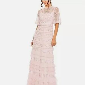 Elegant Pink Ruffled Gown